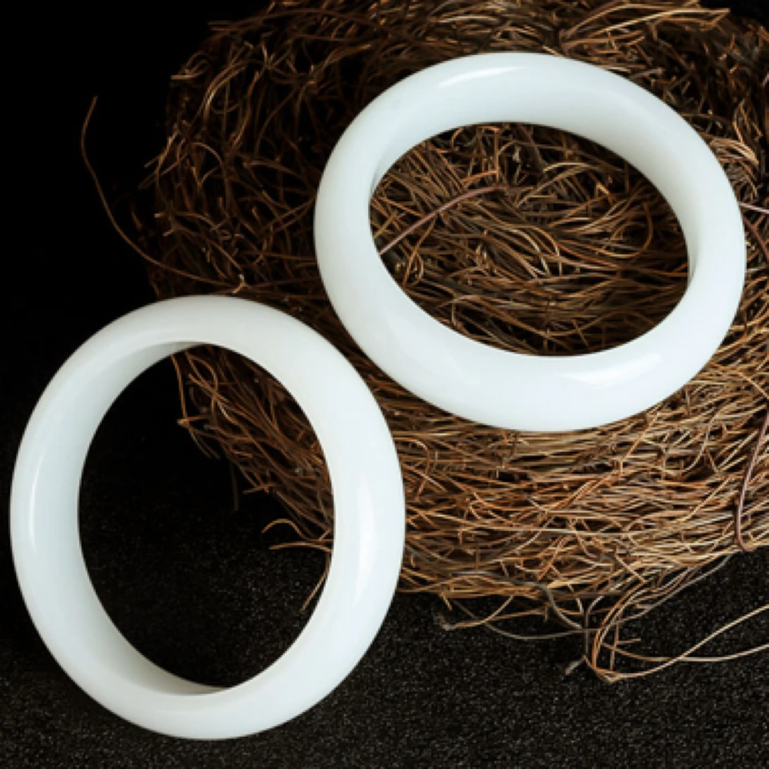 高级天然和田玉白手镯羊脂白玉镯（多样性发一）