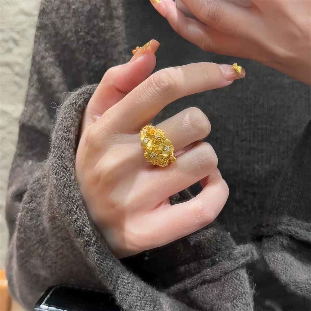 钛钢戒指 繁花戒指开口