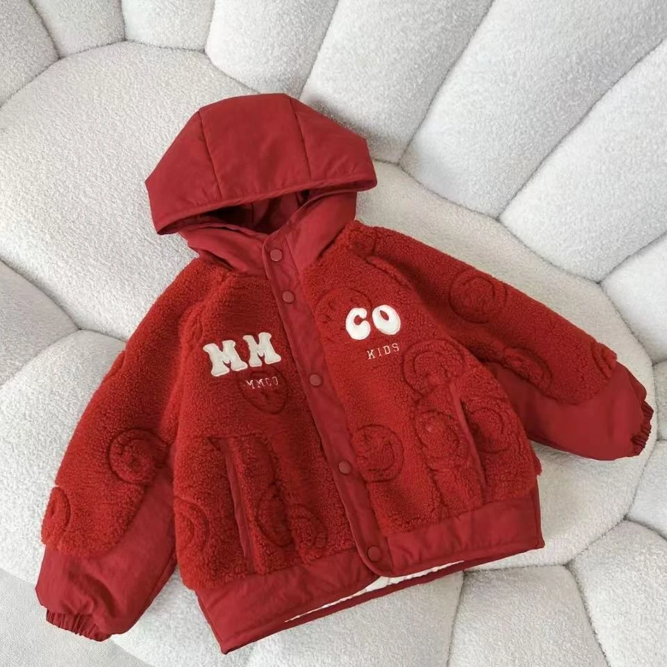 MOMOCO冬季2024新款女童甜美可爱毛毛棉服外套75430123052