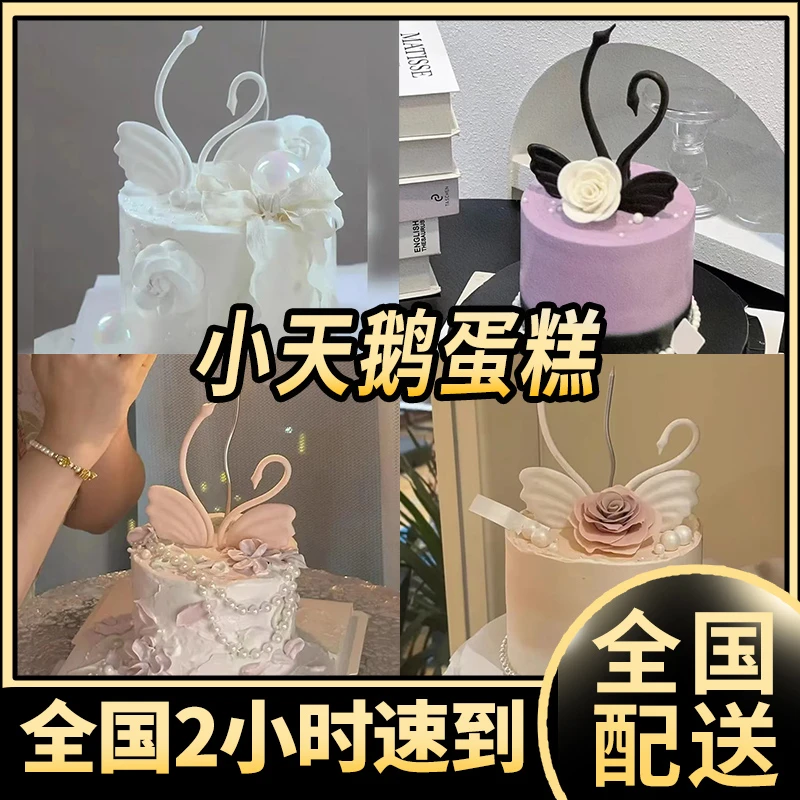 送女生女孩子小白黑天鹅蛋糕抖音团购附近同城配送货上门