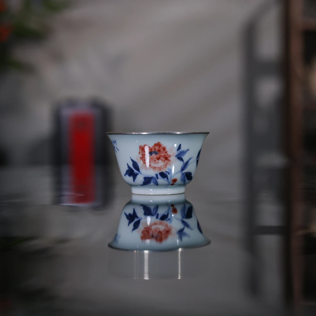 【慕白茶集】青花花卉银口主人杯（雲由S0520）