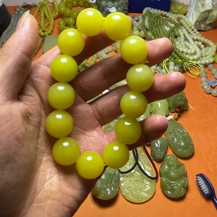 中***)非金属新疆黄玉手串卡18
