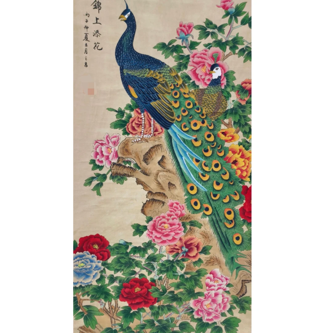 吕  花鸟立轴图138*68约8.5平尺