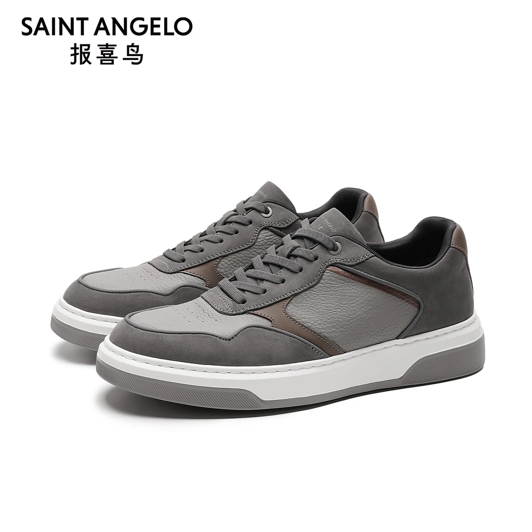 【轻便抑菌】报喜鸟春秋季休闲户外真皮透气慢跑时尚拼色百搭男鞋
