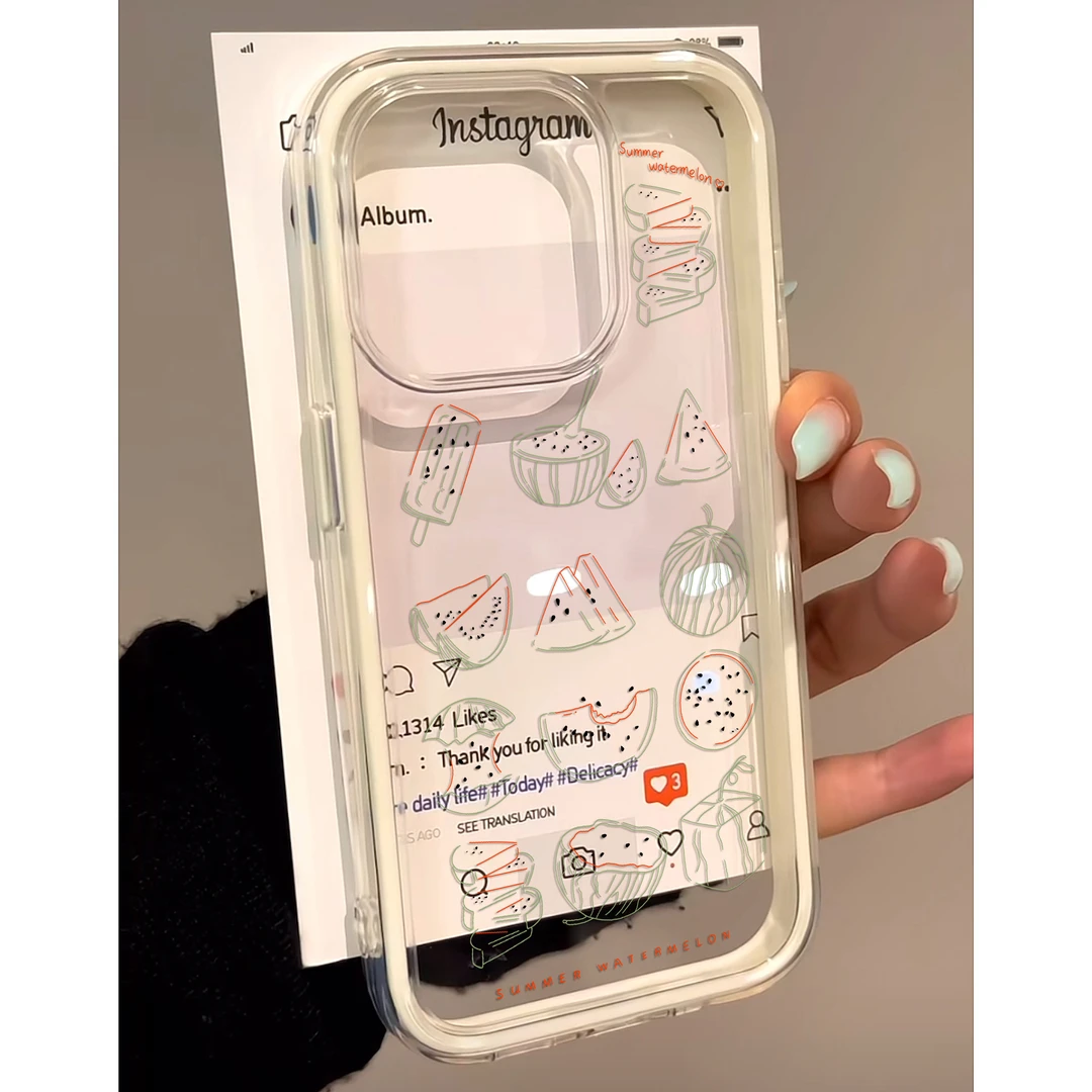 夏日线条西瓜冰棍适用iPhone16苹果13/15promax手机壳14新款11/12