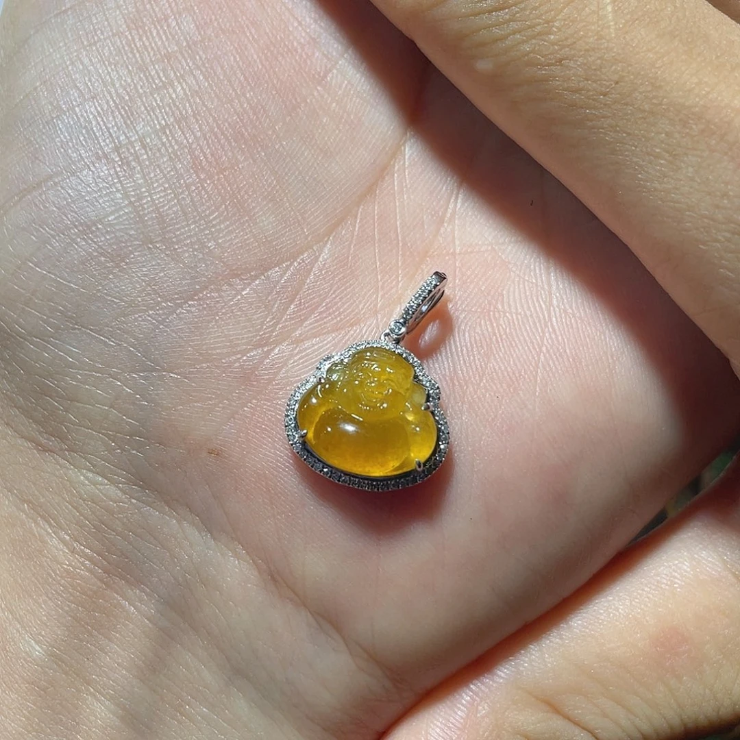 翡翠18K金镶嵌吊坠(不含链)妹****^