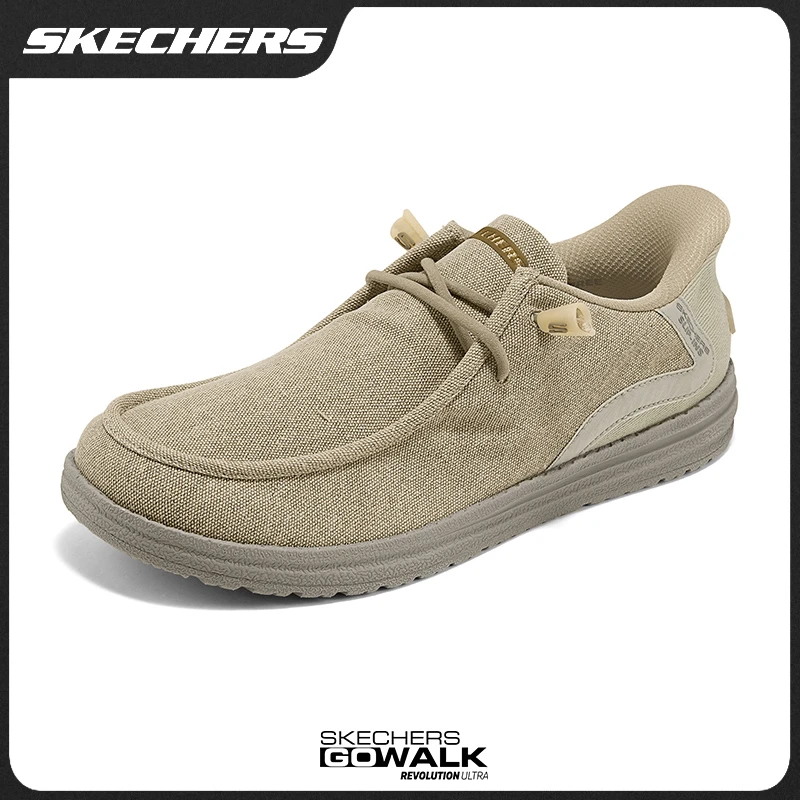 【总裁系列】斯凯奇秋季舒适男鞋一脚蹬轻便商务帆布休闲鞋210959