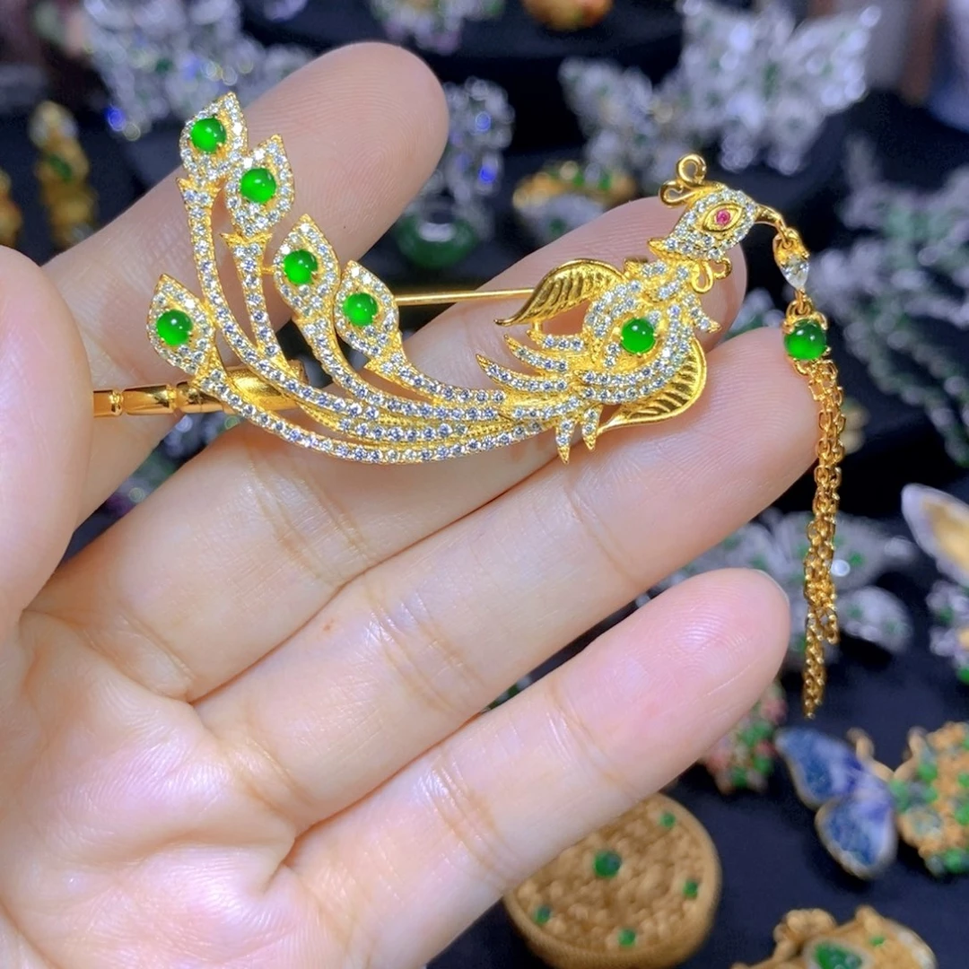 翡翠银S925镶嵌毛衣链天然翡翠