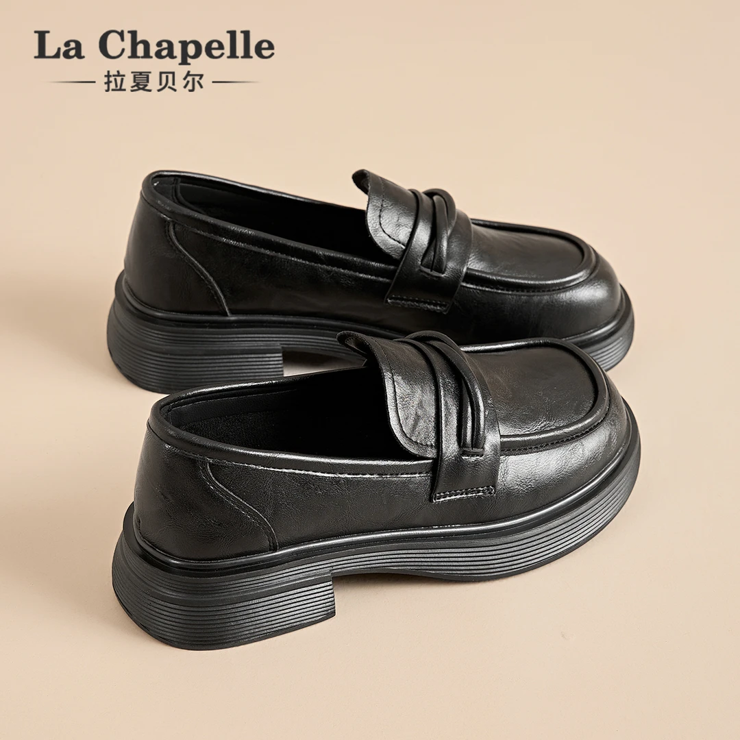拉夏贝尔女鞋乐福鞋2025新款春秋英伦风JK玛丽珍鞋厚底休闲小皮鞋