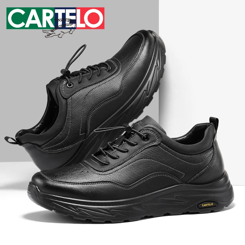 卡帝乐鳄鱼休闲男皮鞋秋季男士运动户外百搭软底一脚蹬真皮爸爸鞋