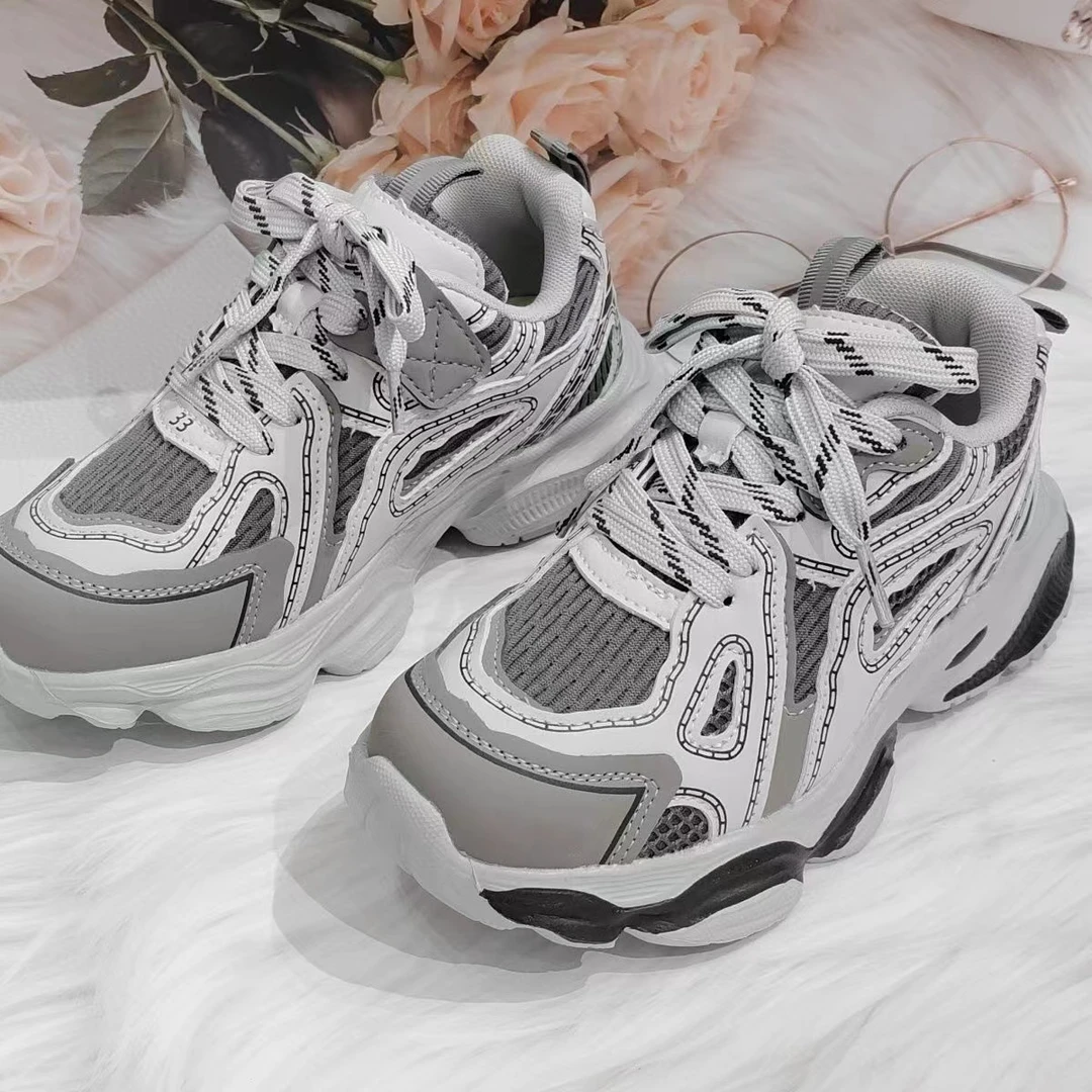 童鞋女童老爹鞋2025春秋新款网面透气软底儿童跑步运动开学