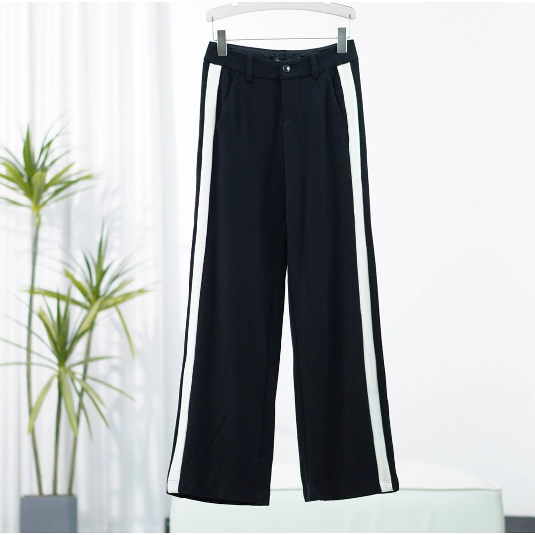 朗S系列  F388 女装春秋针织休闲阔腿裤裤经典黑8Q523K165