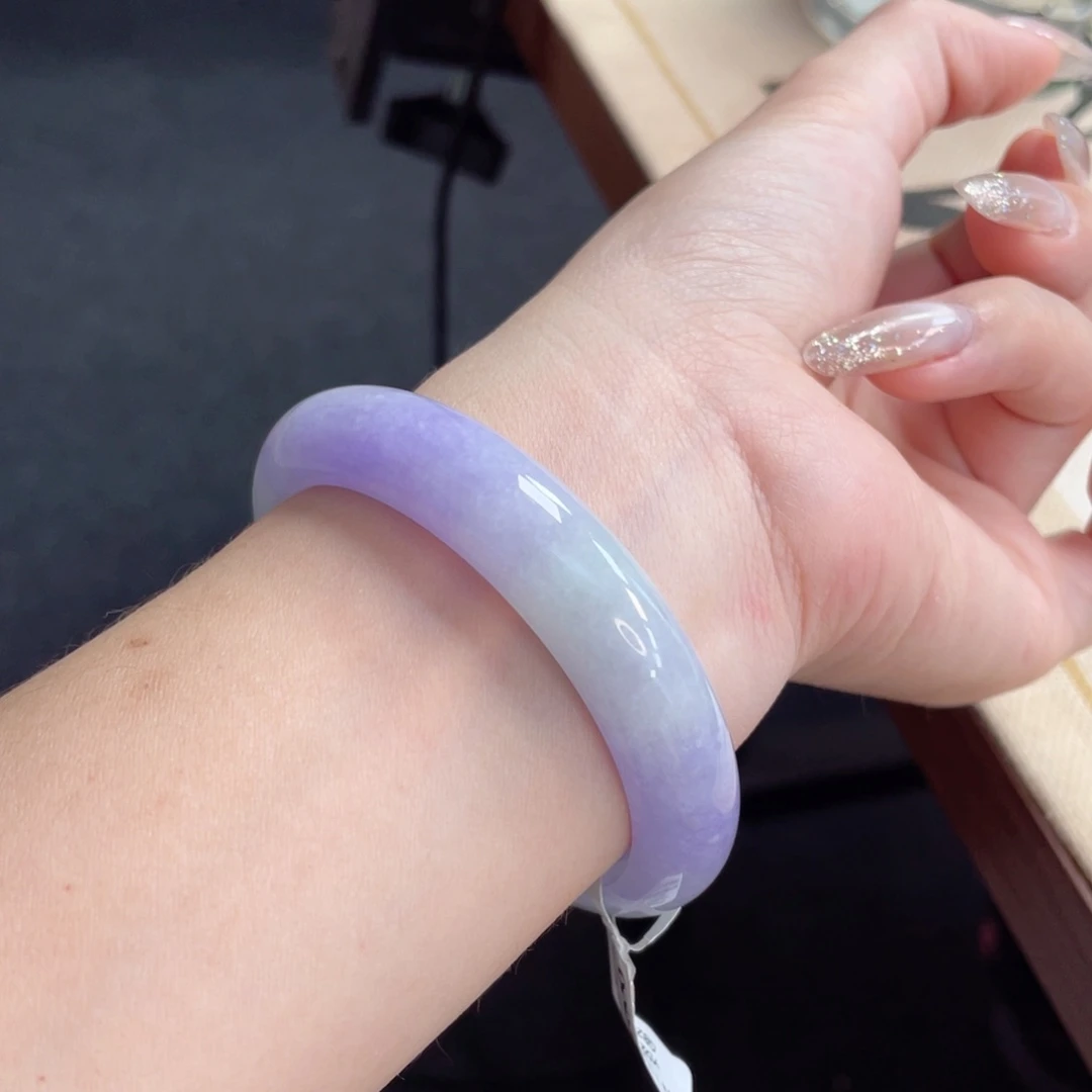 未镶嵌手镯翡翠54.3浓郁紫罗兰飘雪花棉10号