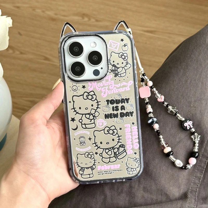 潮牌个性黑玫线条kt适用苹果16promax手机壳15pro/13/14防摔ins女