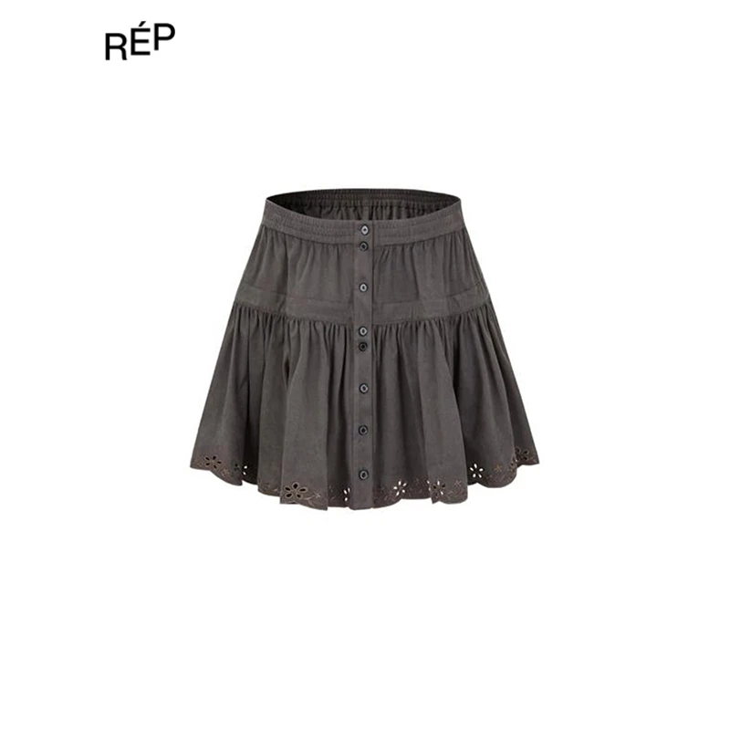 REP-Journal Record设计师深灰褶皱短裙 25PF（NO退支持换码换款）