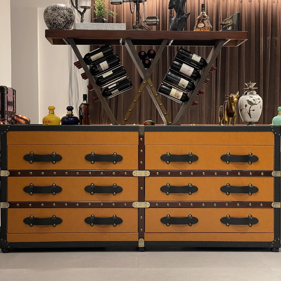 【Bill比尔家】六斗柜美式家具复古风情卧室斗柜电视柜储物柜橙色