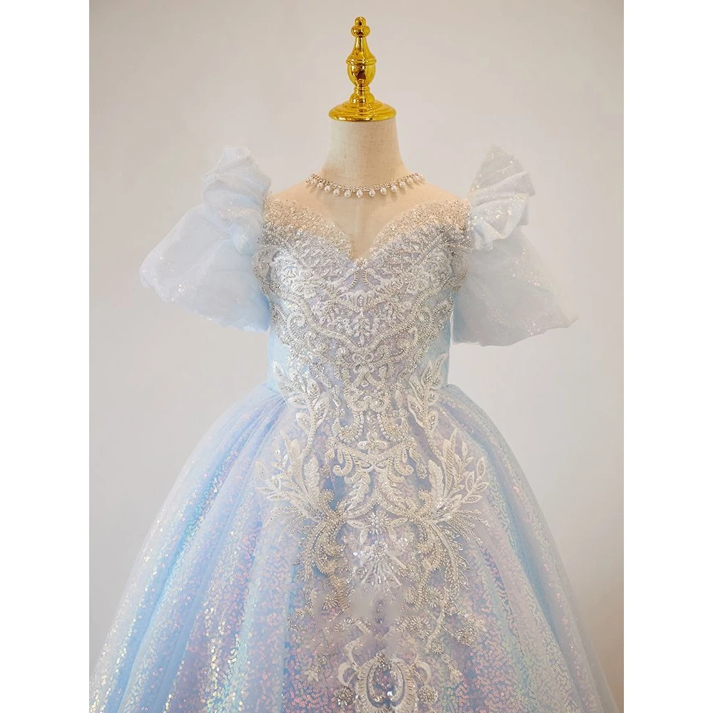 戴维贝拉戴维贝拉儿童晚礼服亮片婚礼花童女童生日公主裙钢琴演奏