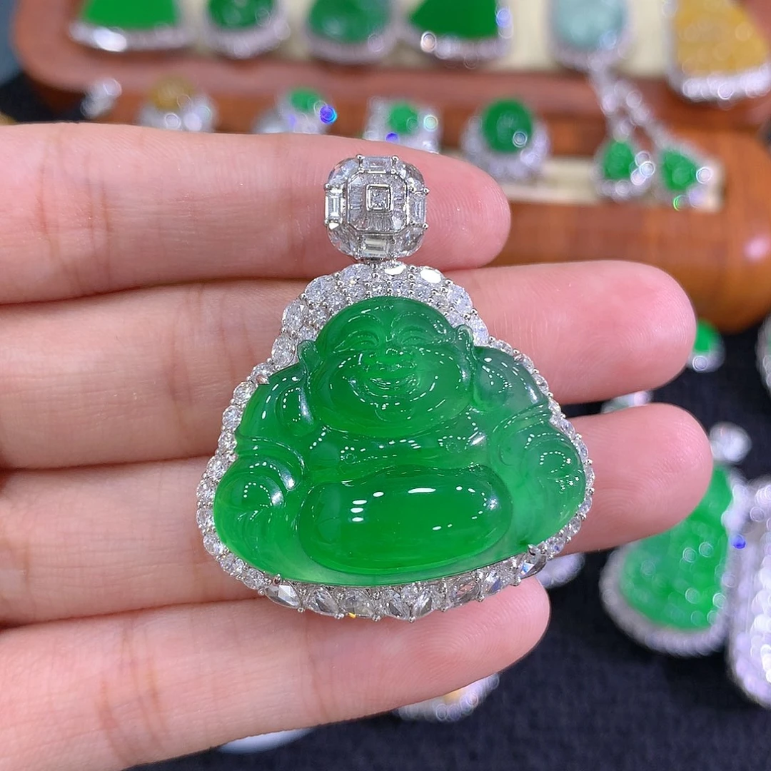 【闪购商品】翡翠18K金镶嵌吊坠(不含链)皆*佛公