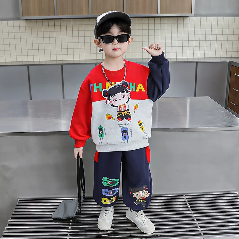哪吒衣服男童秋装套装2025新款春秋款潮酷宝宝网红炸街卫衣儿童装