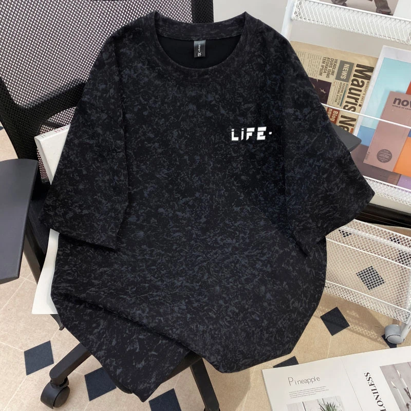 重磅260克蜡染纯棉夏季新短袖男宽松情侣t恤oversize美式小众潮流