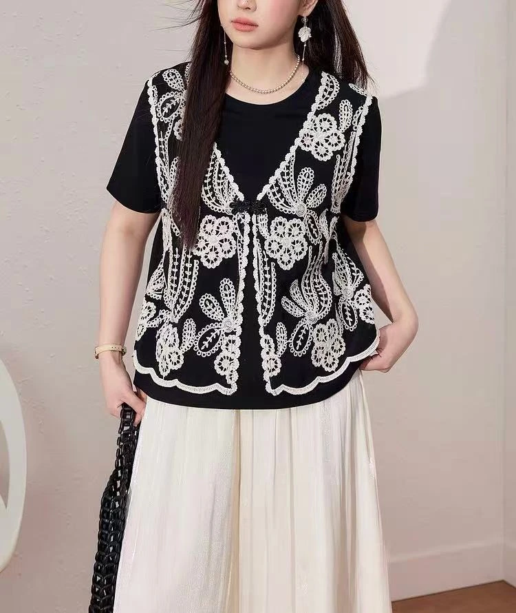 9783大码女装假两件时尚洋气遮肉显瘦百搭上衣