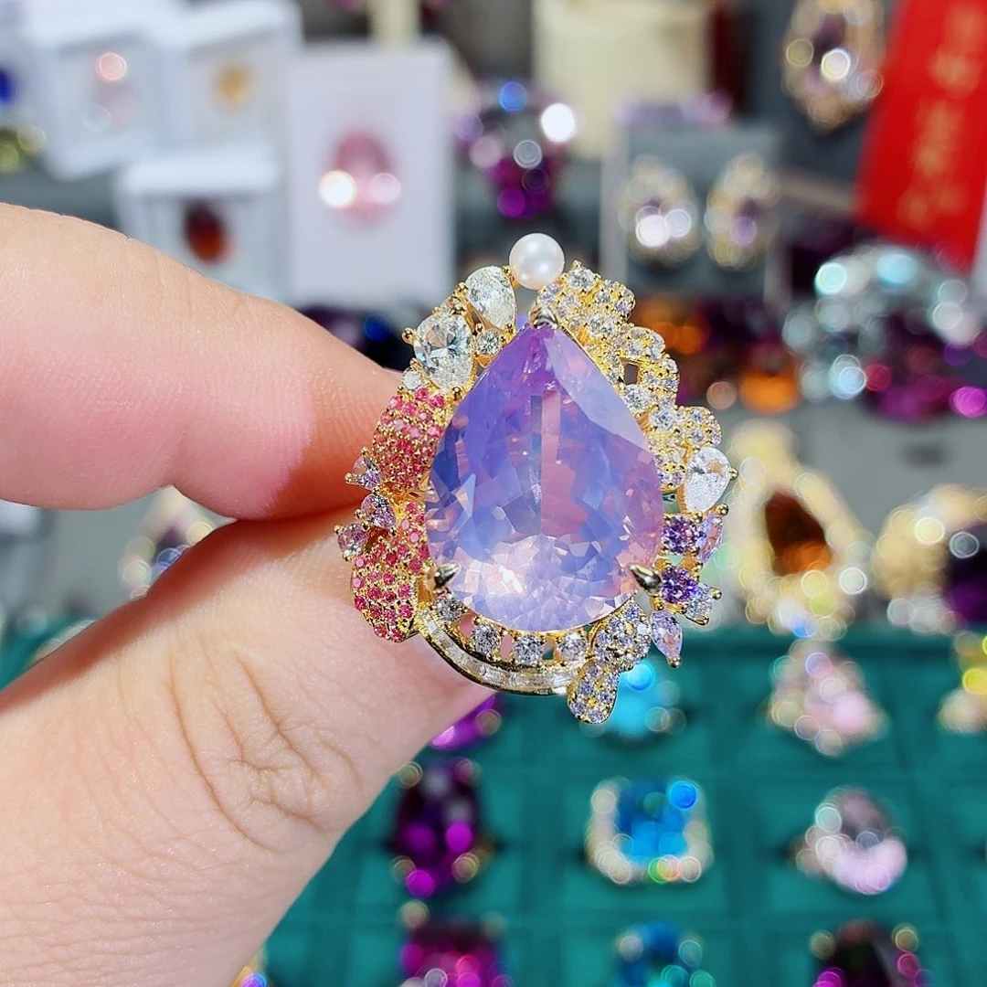 水晶珠宝半成品银S925镶嵌戒指