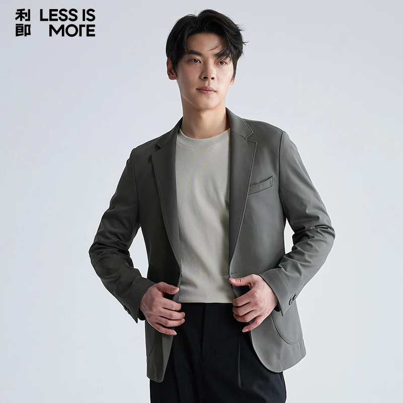 利郎【弹力单西】2025新款春季男士商务休闲简约修身平驳领西服外套