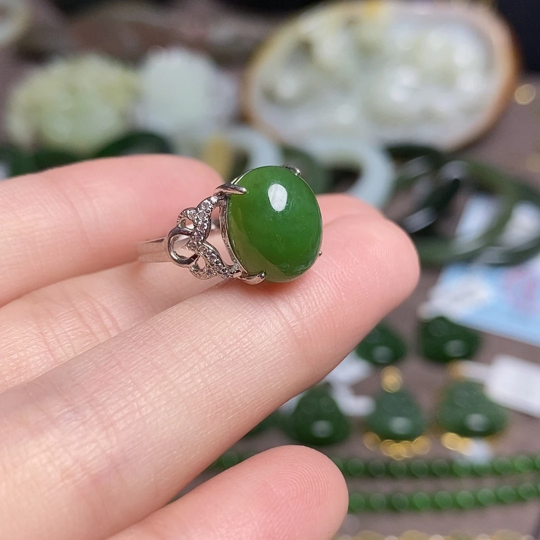 银S925镶嵌戒指和田玉