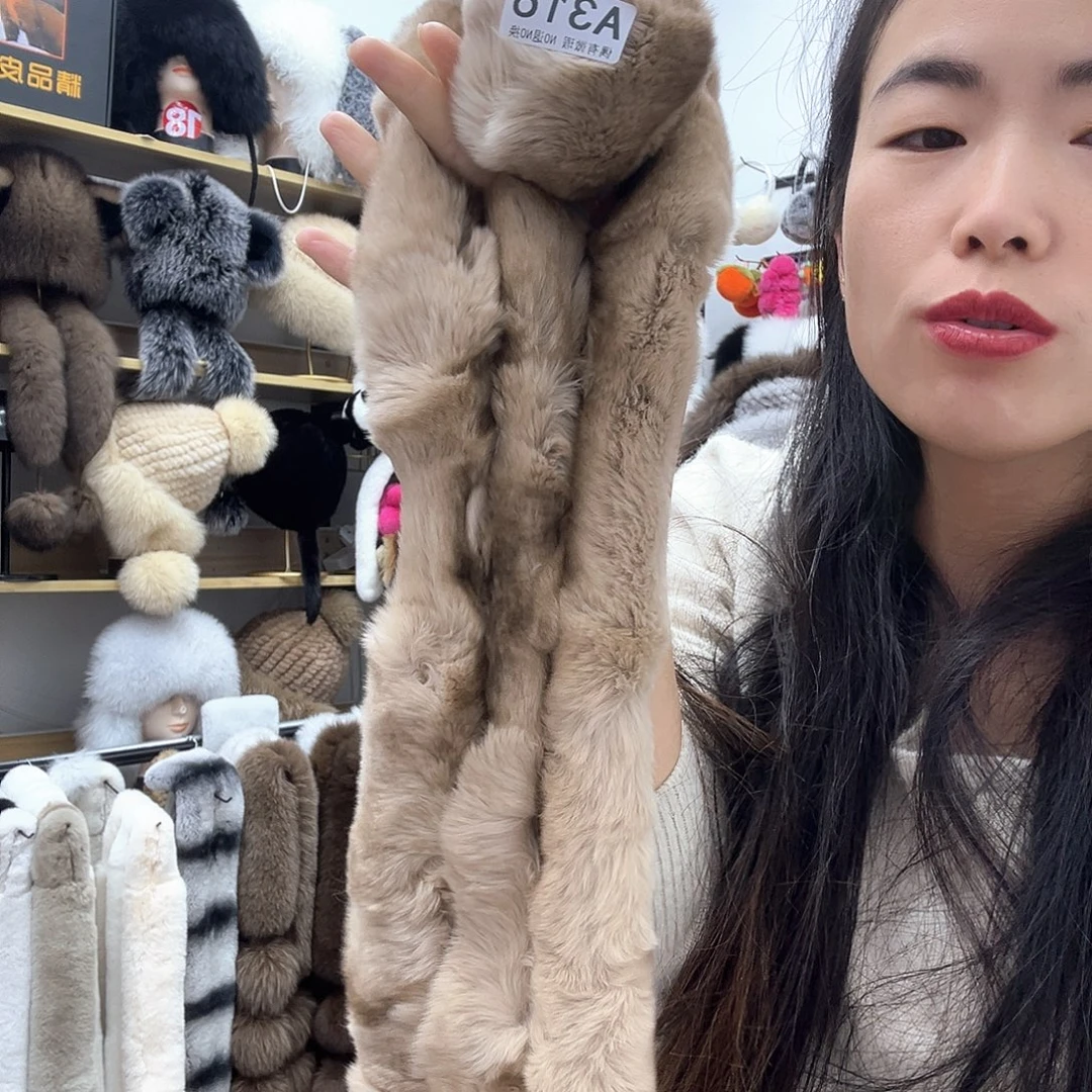 兔皮316咖纹瑕疵围巾