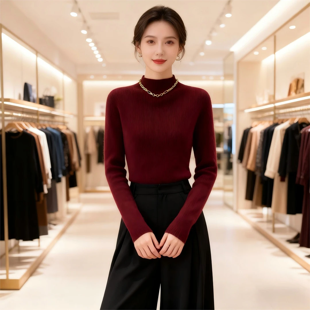 搭套头毛衣显瘦2025秋冬内针织修身保暖羊毛百搭气质打底大衣衫女