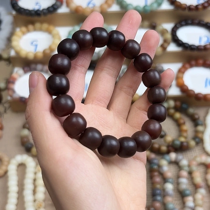 菩提根/象牙果手串卡14红棕冰川玫瑰