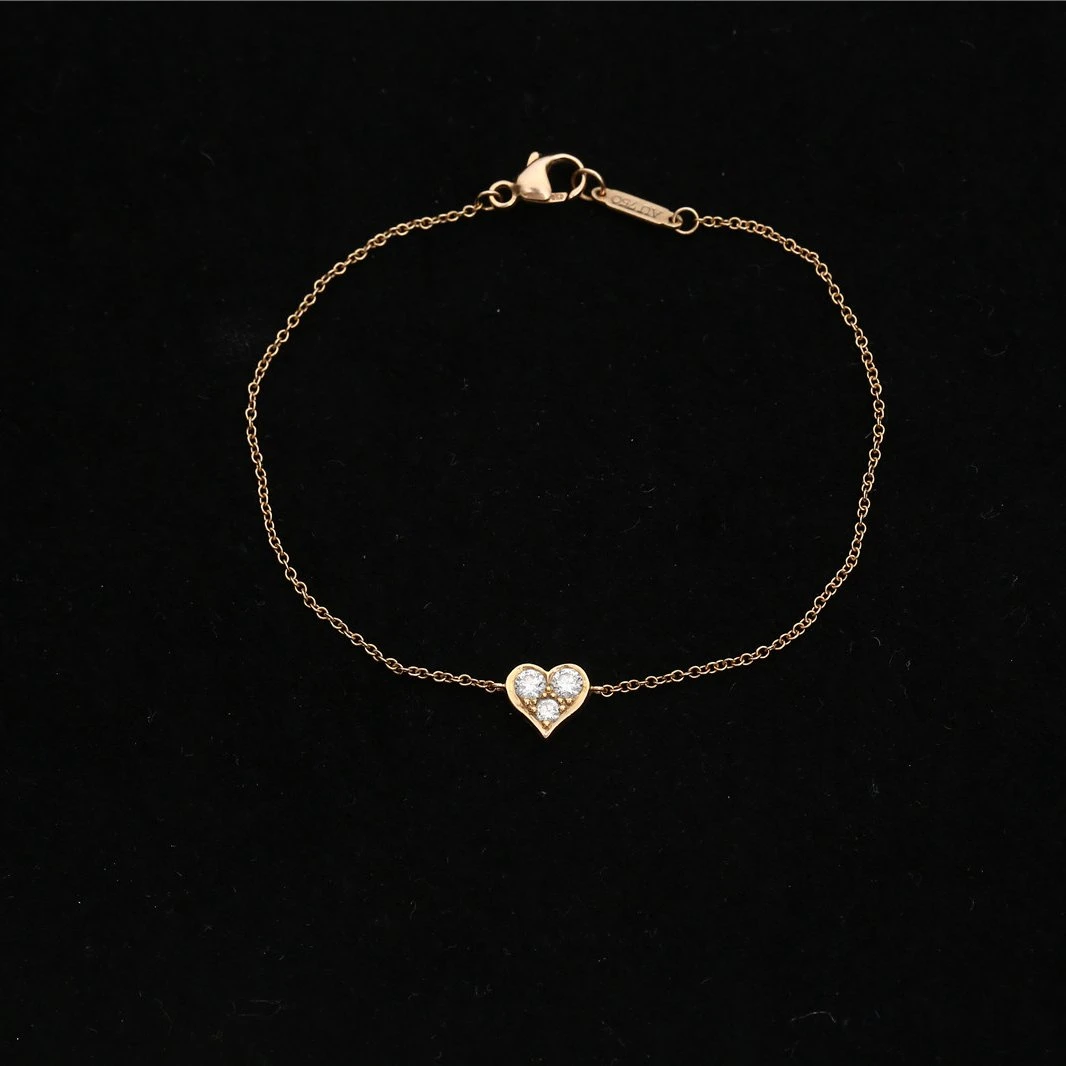 99新 Tiffany & Co./蒂芙尼 小花佳珊3628 爱心手链 S-M码 玫瑰金