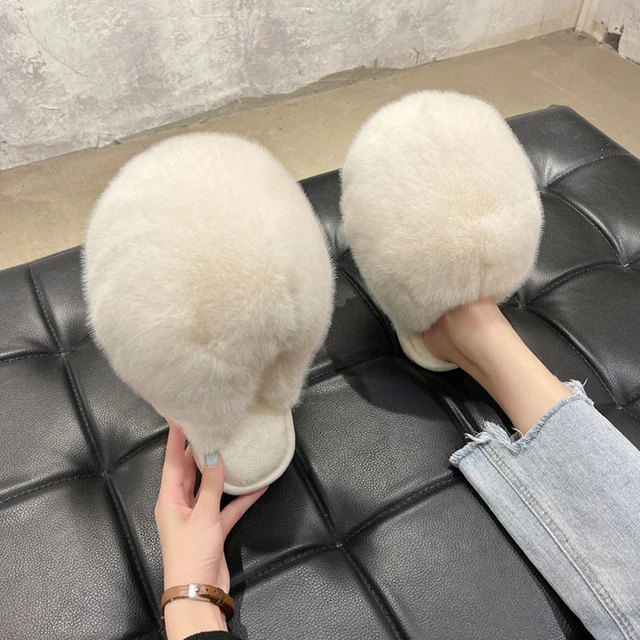 毛毛绒包头半拖鞋女外穿2024秋冬新款奶呼呼可爱大头兔毛茸棉拖