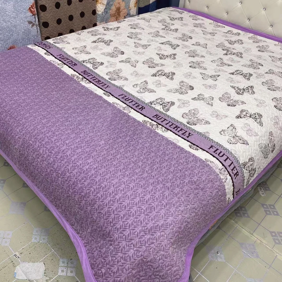 【紫色蝴蝶】秋冬加厚款宝宝绒床盖保暖亲肤