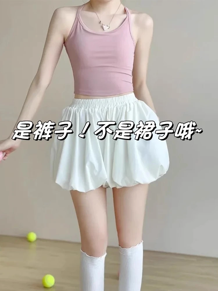 花苞短裤女夏2025新款高腰显瘦外穿裤裙灯笼裤小个子穿搭裤子裙裤
