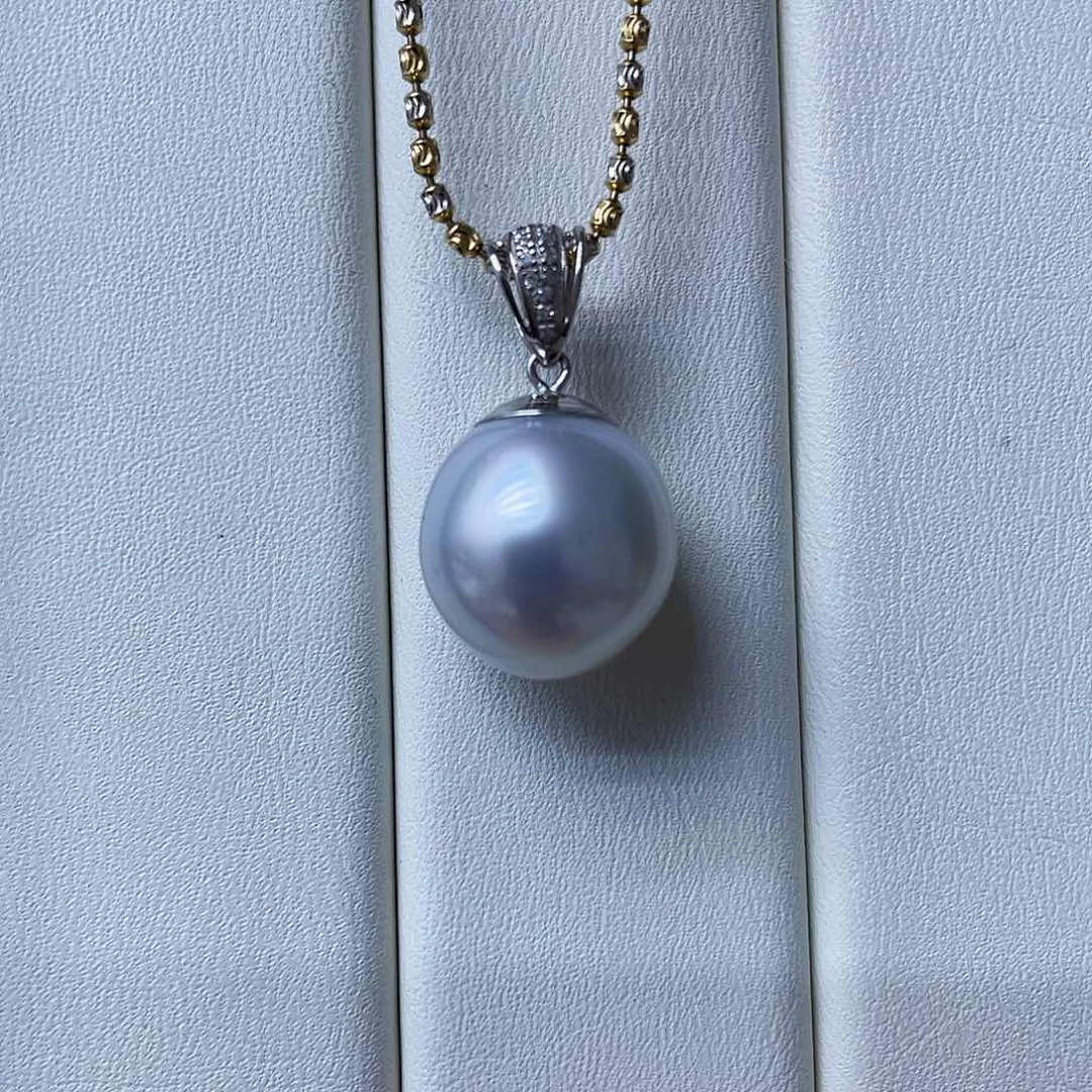 海水珍珠18K金镶嵌吊坠(不含链)澳白