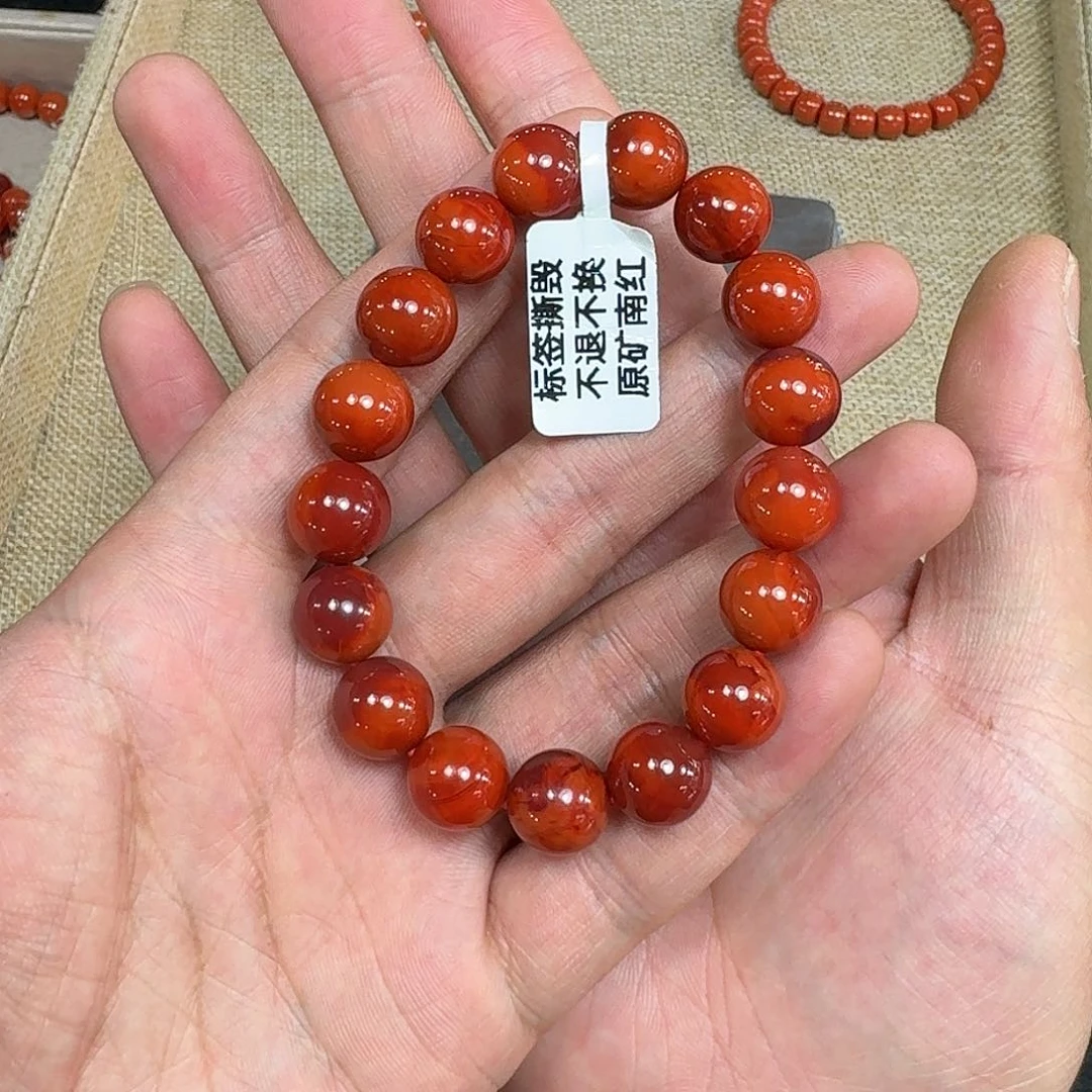 手链未镶嵌南红玛瑙月***啼原矿南红手串11mm瓦西柿子锦