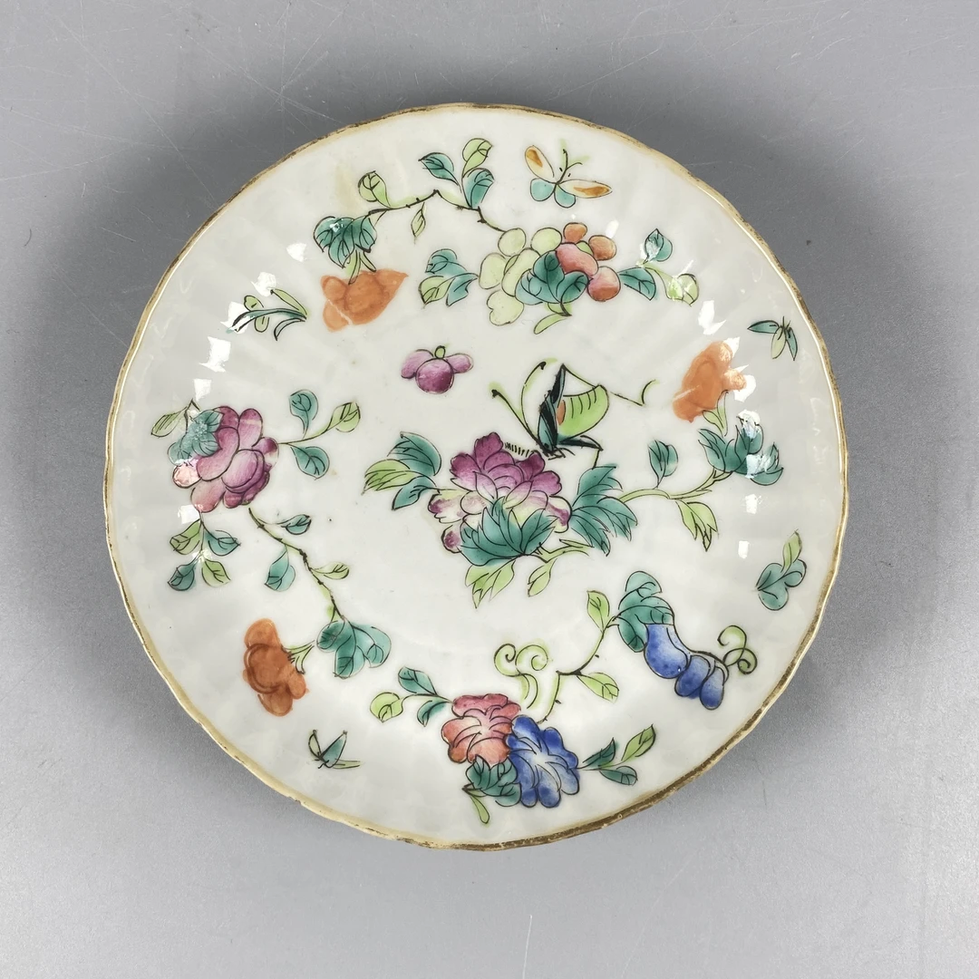 022041521 清晚期 粉彩花卉纹盘/DB/云南省文物总店