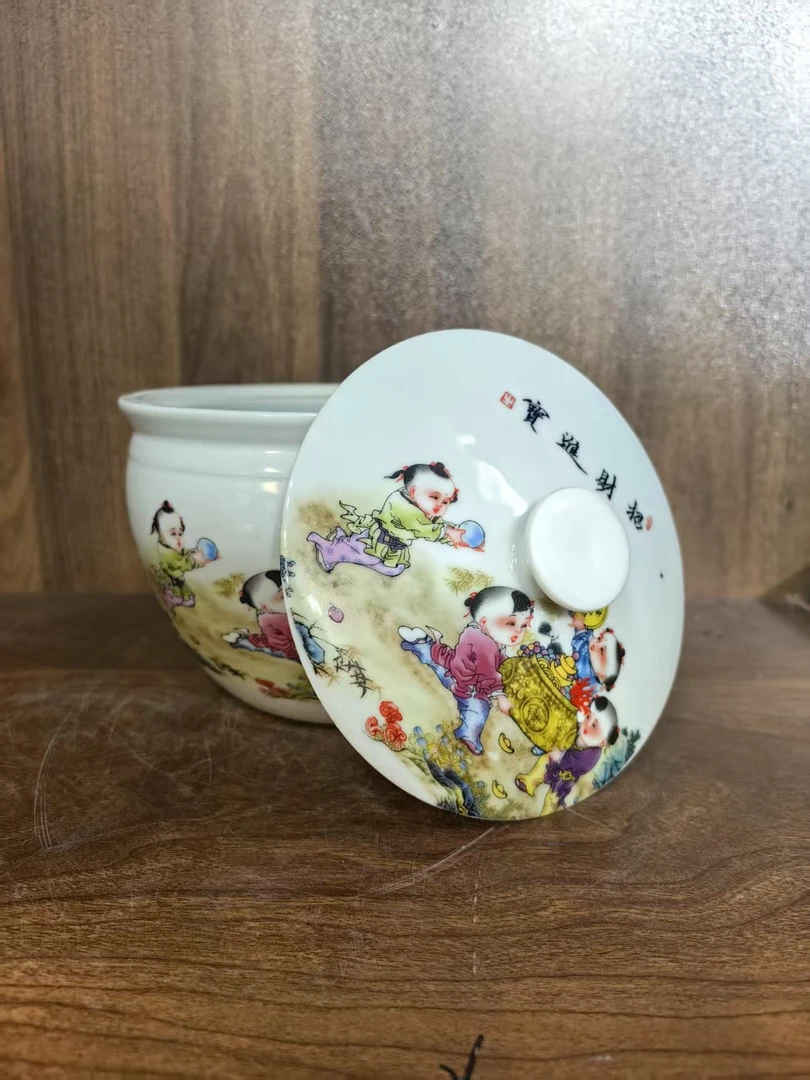 B519景德镇制送财童子3斤猪油罐1件