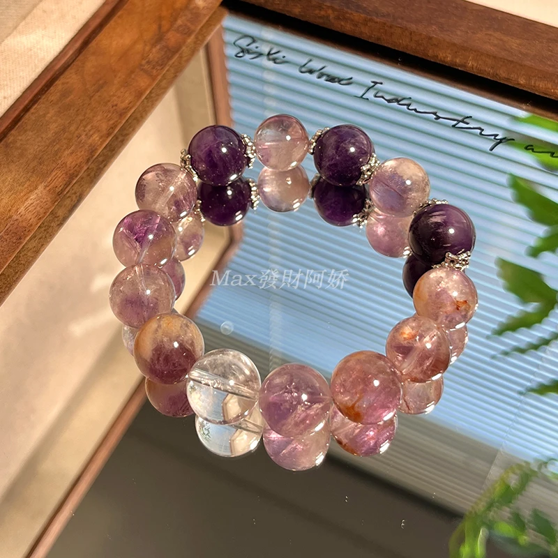 【大紫葡萄】14mm紫幽灵 +紫水晶+白水晶Y32