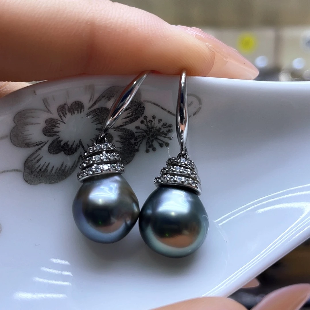 海水珍珠耳饰银S925镶嵌