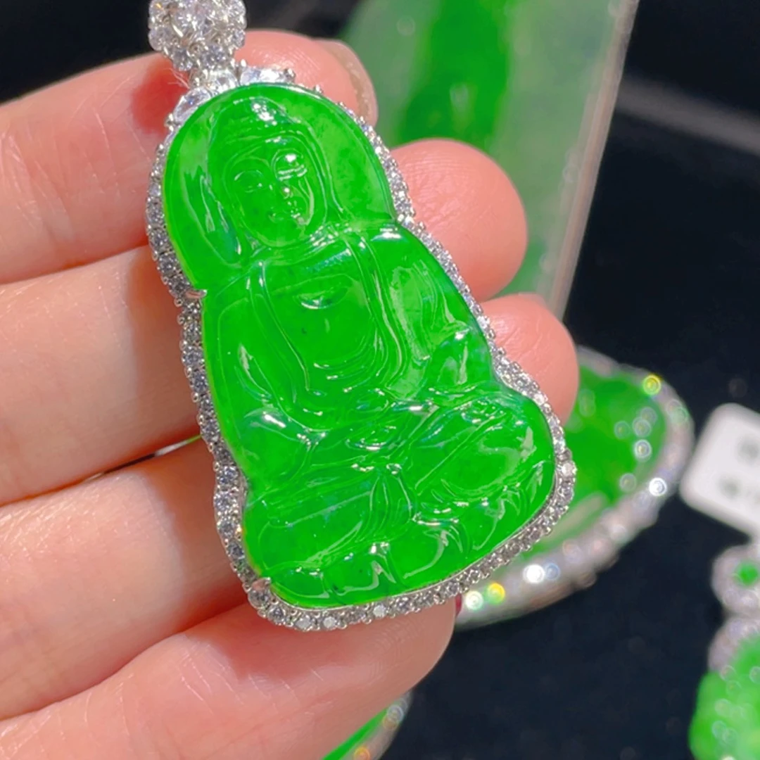 翡翠吊坠(不含链)银S925镶嵌