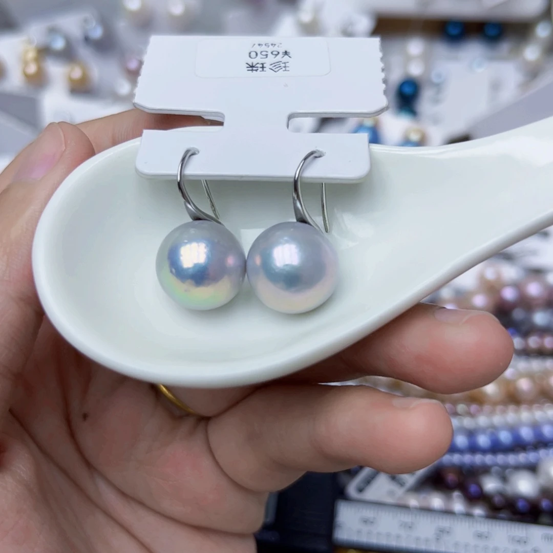 银S925镶嵌淡水珍珠耳饰
