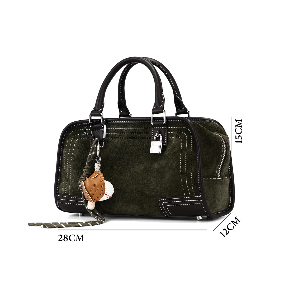 复古梧桐绿波士顿包手提包50086-2