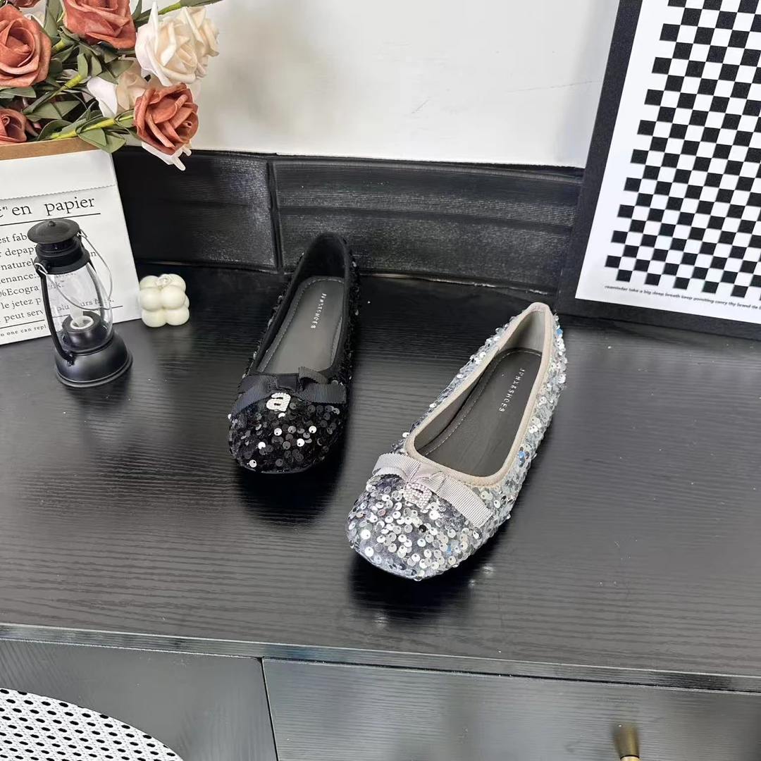 春夏季上新经典时尚百搭休闲单鞋女潮流亮片设计冷粘工艺2689-21