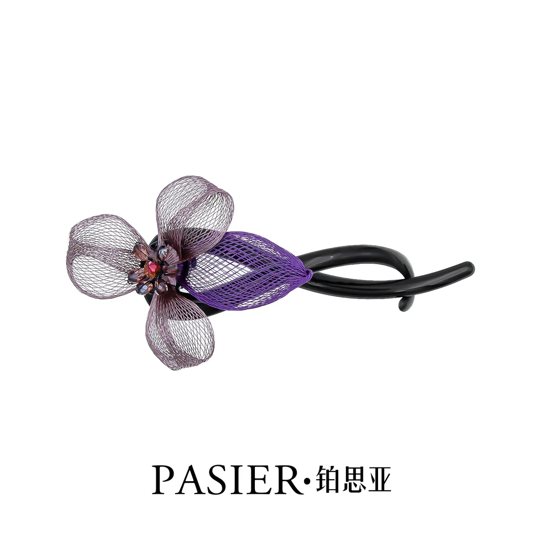 铂思亚 紫色三叶花 优雅百搭气质扭扭夹思思专属  CC1178