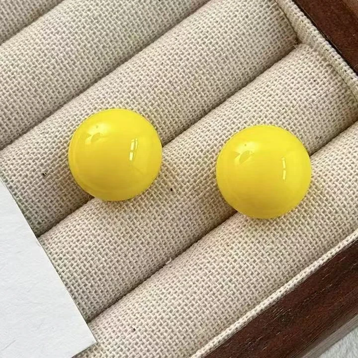 非金属树脂耳饰 珀卡曼新款糖果色珠珠耳钉A37