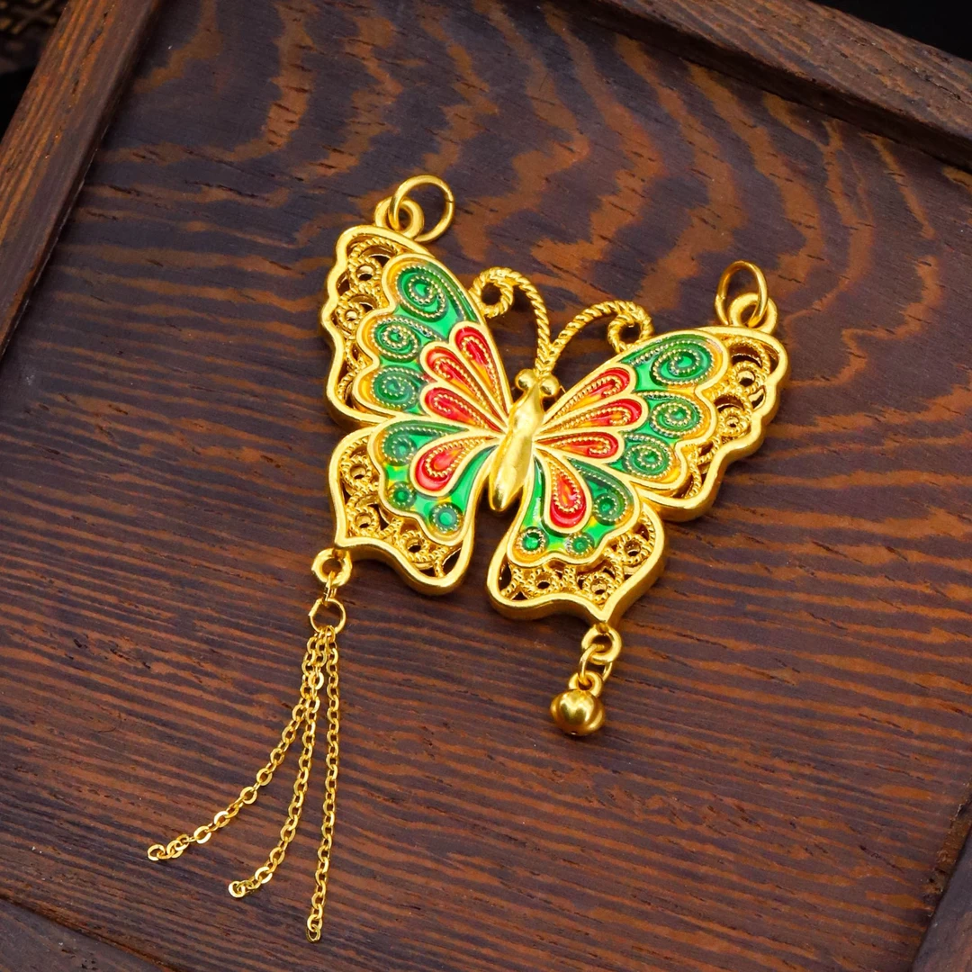 鸣钻国际【小霞专享】足金999 无氰硬金蝴蝶情人节吊坠 HJD725