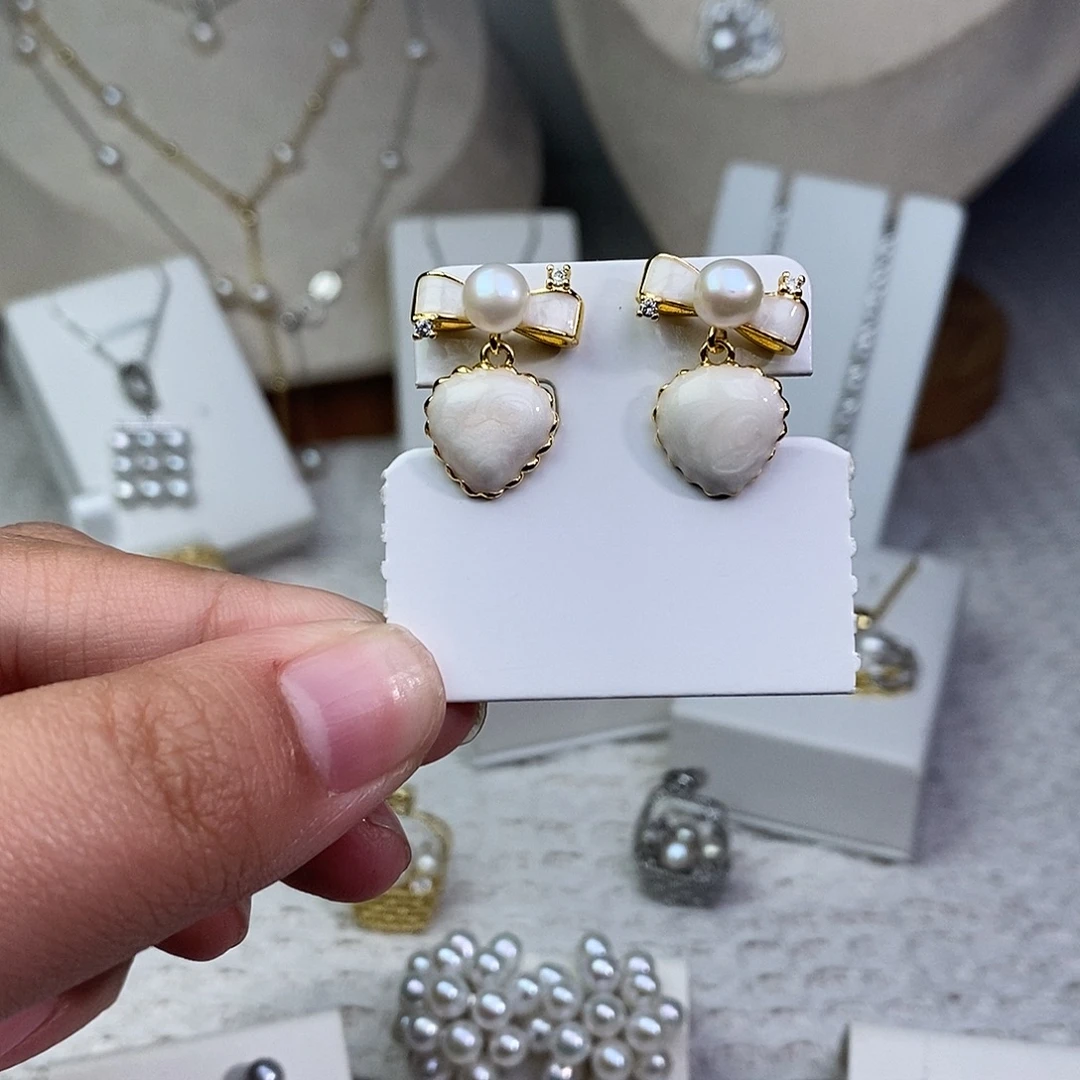 淡水珍珠耳饰银S925镶嵌