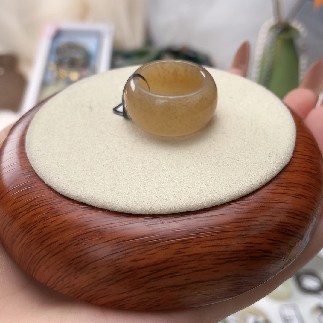 和田玉未镶嵌戒指桂花糕墩墩18.2v899